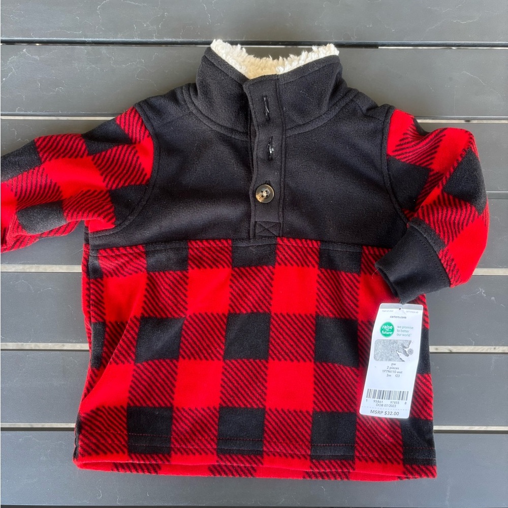Carter's Red and Black Plaid Fleece Top